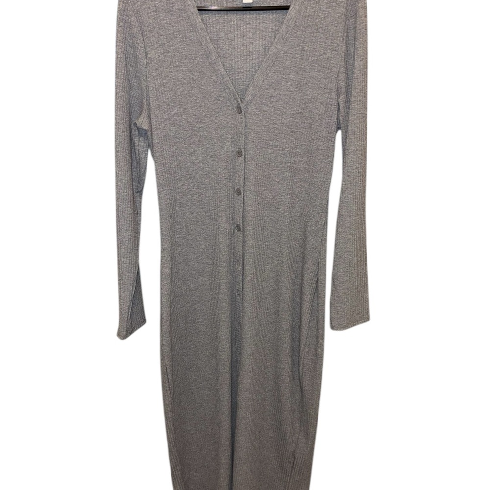 Bar lll Womens Gray long sleeve V-Neck Button-Up Dress XL